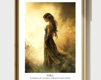 NIKE: Greek Goddess Art Print, Mythological Painting of Victory