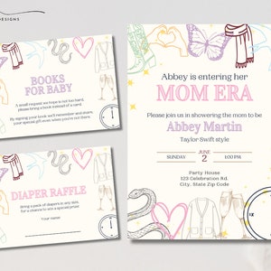 Mom Era Baby Shower Einladung Bündel | Taylor Swift Babyparty | Mom Era Tour Babyparty | Babypartyeinladung | Mom Era Themed einladen