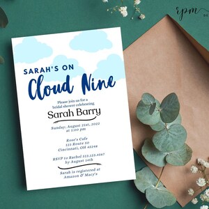 On Cloud Nine Bridal Shower Invitation | Bridal Shower Canva Template | Bridal Shower Invitation | The Bride is on Cloud Nine