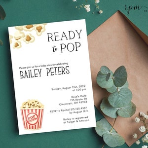 She&#39;s Ready to Pop Baby Shower Invitation | Baby Shower Invitation Canva Template | Ready to Pop Baby Shower