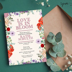 Love is in Bloom Bridal Shower Invitation | Downloadable Canva Template | Love is Blooming Bridal Theme | Blooming Bridal Shower Template