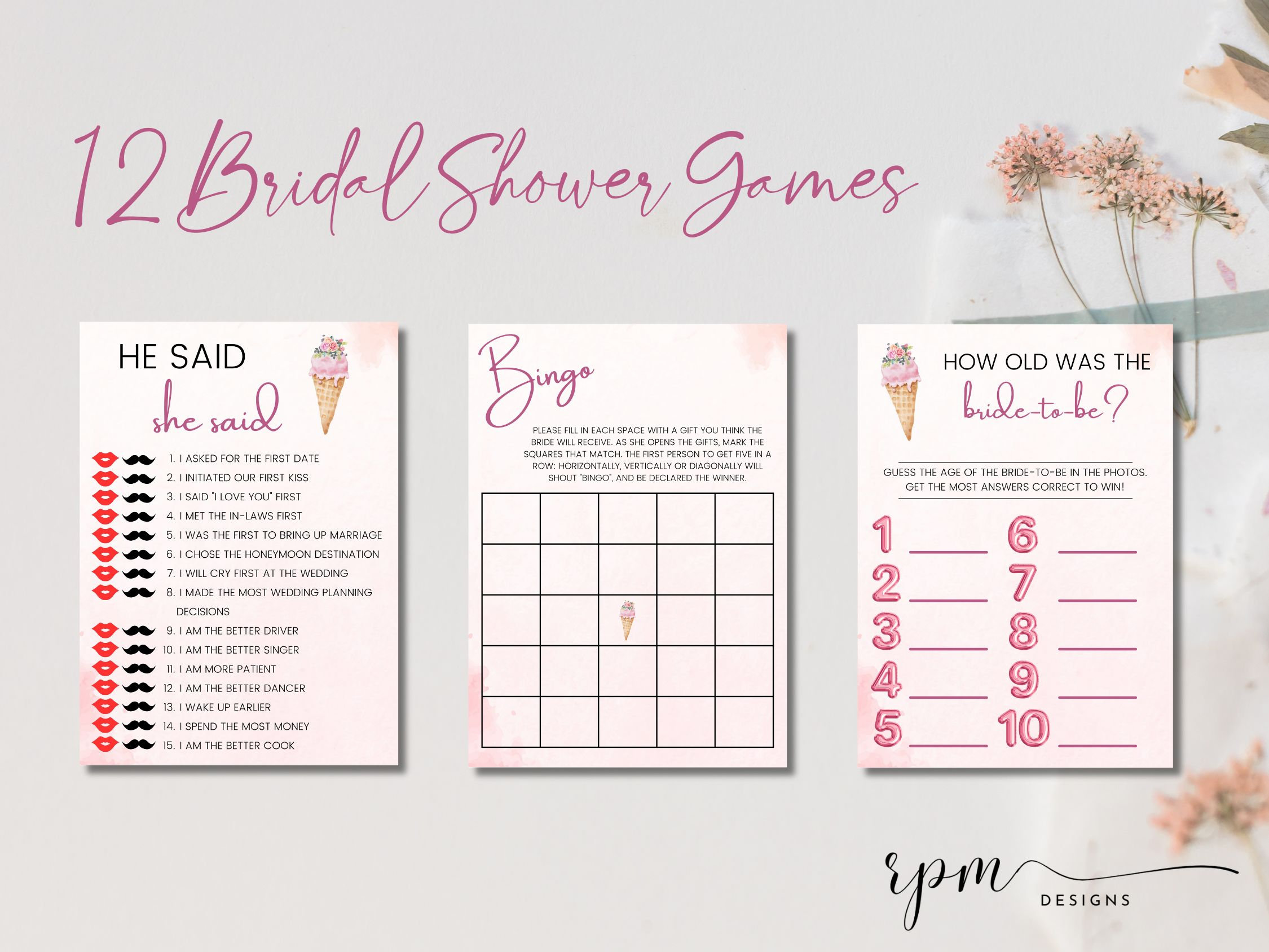She Games Bridal Shower Games | She's Been Scooped up Bridal Shower Games | 12 ...