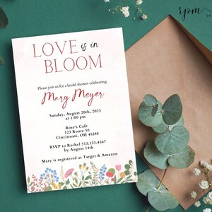 Love is in Bloom Bridal Shower Invitation | Bridal Shower Canva Template | Love is in Bloom | Editable Bridal Shower Invitation