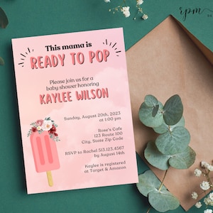 This Mama is Ready to Pop | Baby Shower Invitation Template | Downloadable Canva Template | Popsicle Theme Baby Shower | Baby Shower Invite