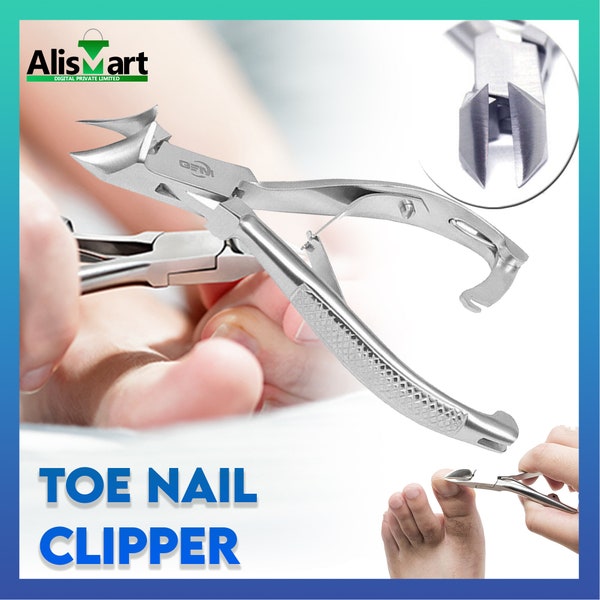 Stainless Steel Nail Clippers Cuticle Nipper with Thick Ingrown Toenails Podiatrist Clipper Moon Head Trimming Full Jaw Nail Care