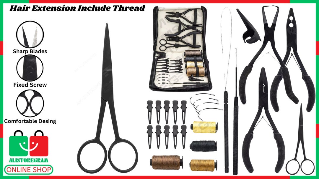 Hair Extension Pliers and Thread Tools Kit With Hair Parting Section ...