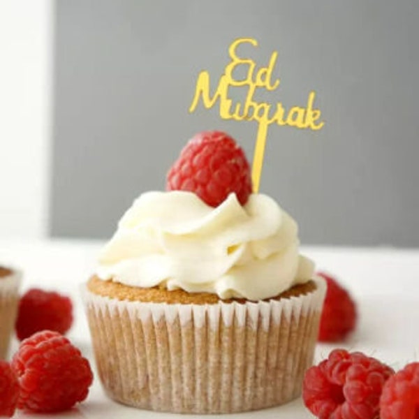 8x Eid Gold Acryl Cupcake Topper Unikat Eid Dekoration Partyware Eid Geschirr Gold Glanz Value Pack SALE 99p Postage