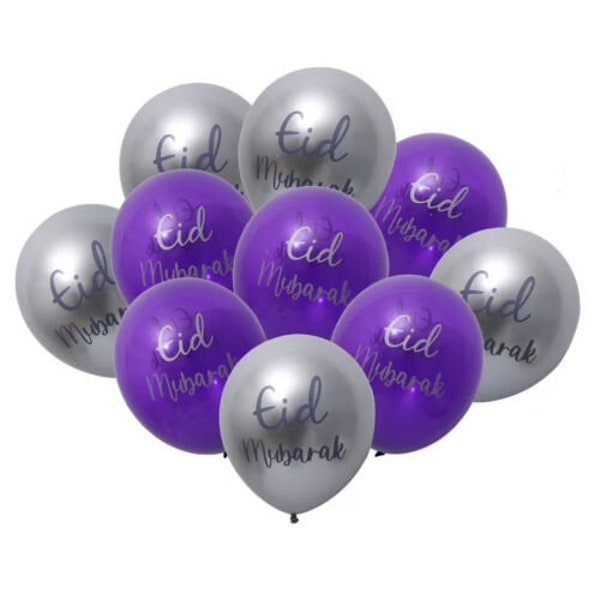 10x Eid Silber und Lila Ballons Pack Eid Mubarak Botschaft Dekoration Eid Ballon Bogen Eid Geschenk SALE Eid Al Adha Ramadan Dekor 99p Postage