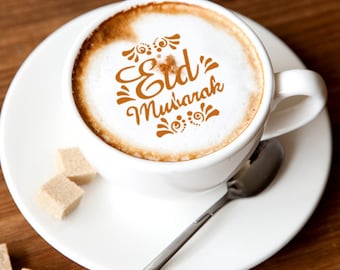 1x Eid Mubarak Coffee Stencil Barista Cappuccino Chocolate Coffee Personal Gifting Custom Coffee Eid Stencil Coffee Lovers Gift Stencil