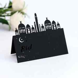 6x preto eid lugar cartão mesa configuração mesquita design eid festa decorações de mesa mesa placecard presente nome mesa plano eid celebração evento