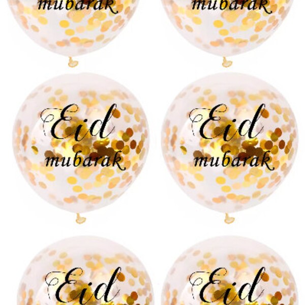 6x Eid Gold Konfetti Ballons Pack Eid Mubarak Botschaft Dekoration Eid Ballon Bogen Eid Geschenk SALE Eid Al Adha Ramadan Dekor 99p Postage