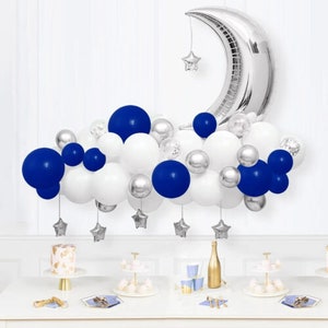 Cloud Balloon Kit Maan Eid Ballon Boog 60Pc Set Baby Ballon Boog Eid Viering Wit Zilver Blauw Thema Eid Ballon Kit Boog Set met