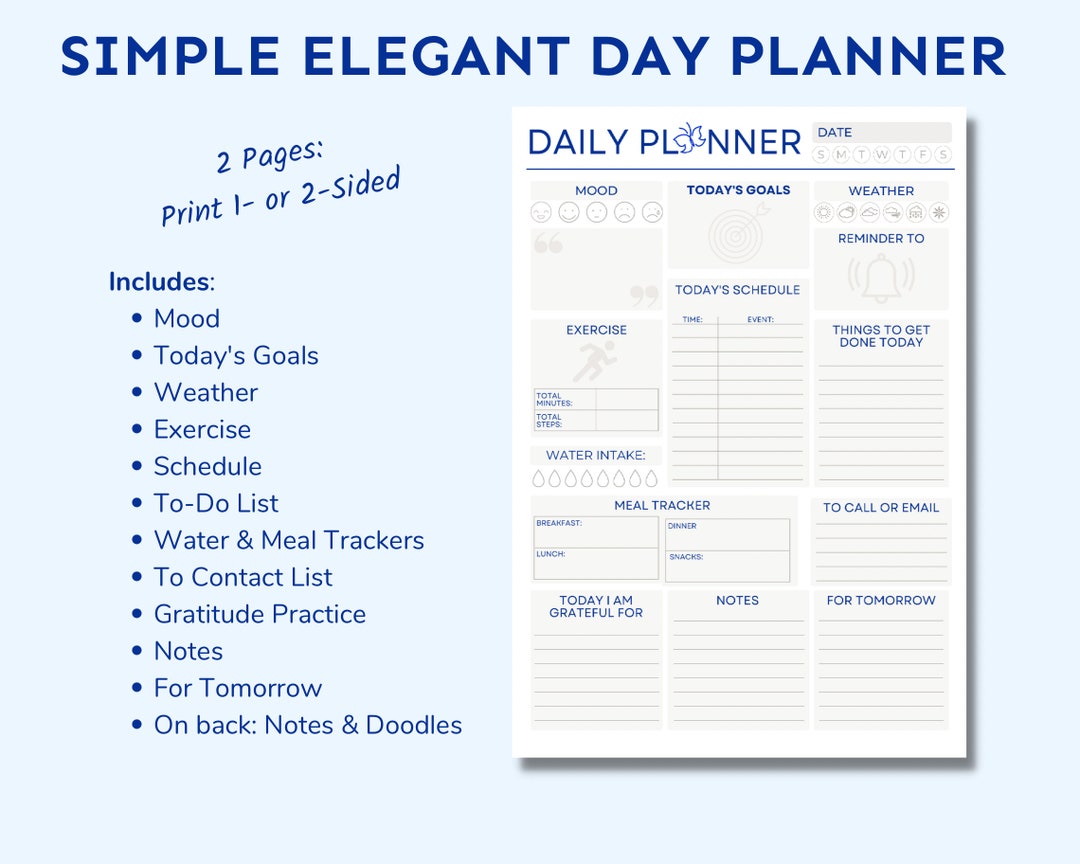 Printable Daily Planner With Notes Page Simple Minimalist Butterfly