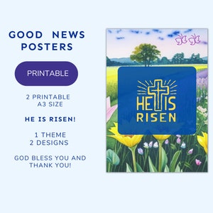 Good News Prayer Posters | Printable | A3 11.7 x 16.5 | Catholic Prayers | Printable Poster | He is Risen Poster
