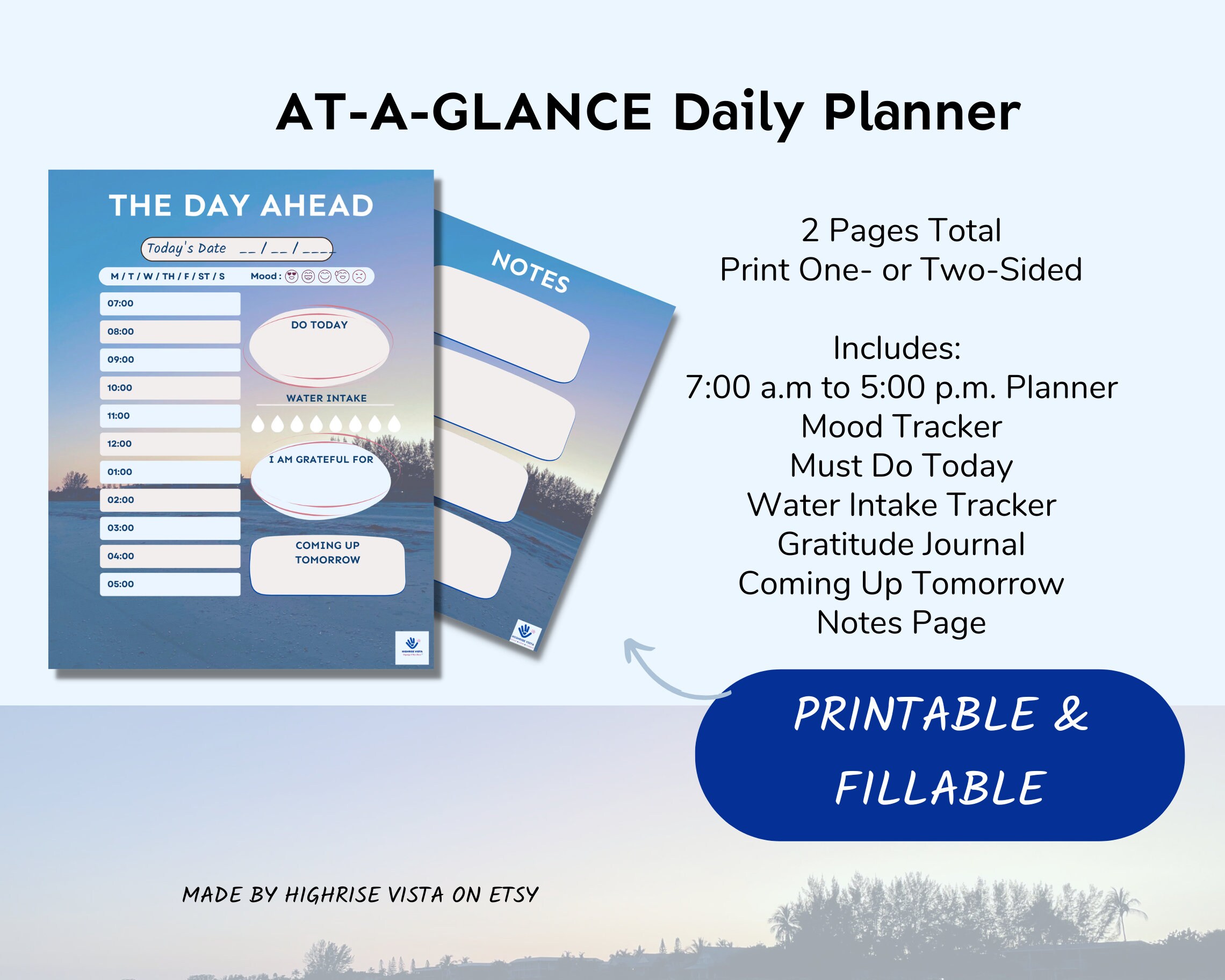 Printable Planner Bundle: Daily and Weekly Pages With Beach - Etsy