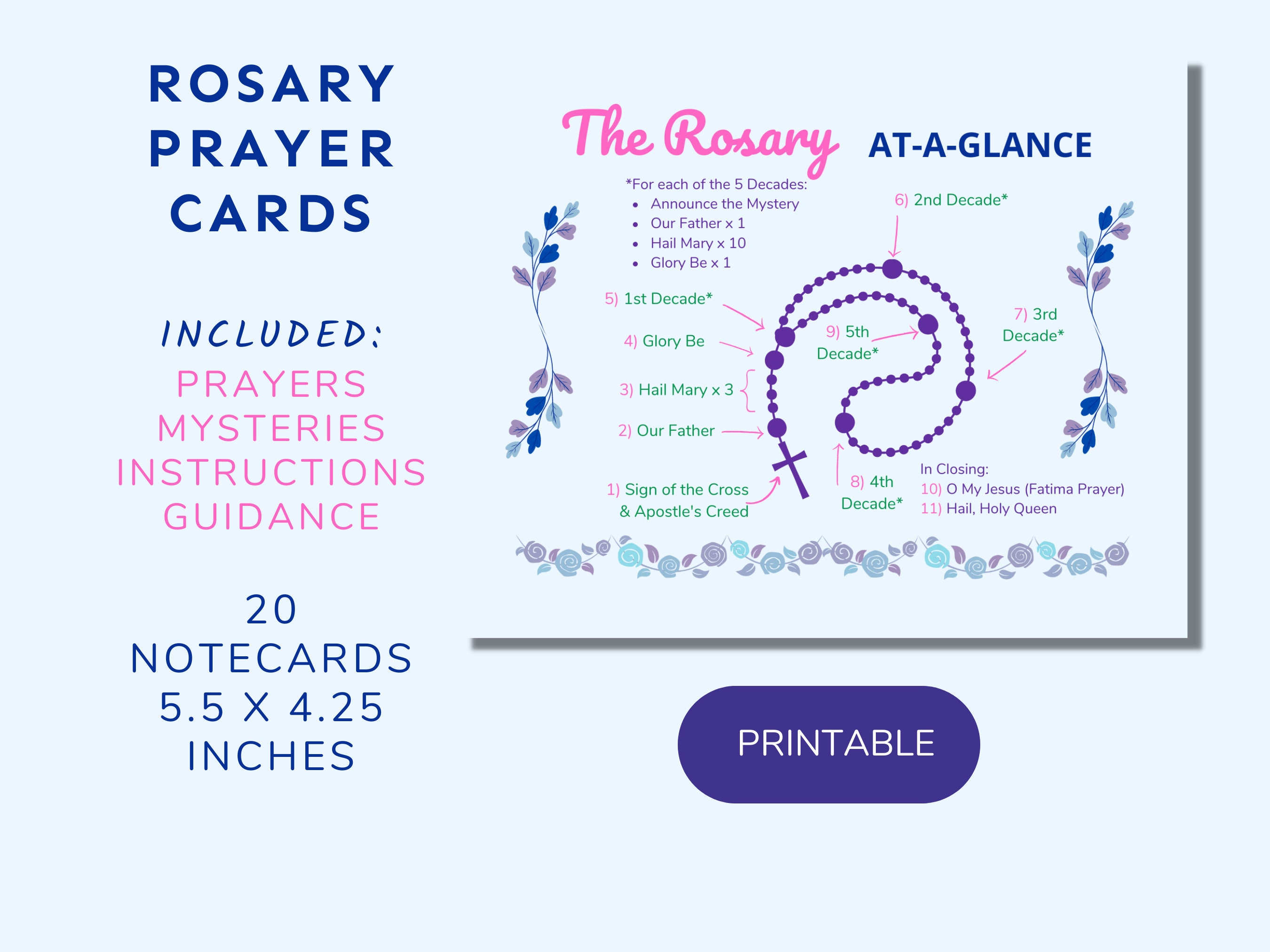 Rosary Prayer Card Printable