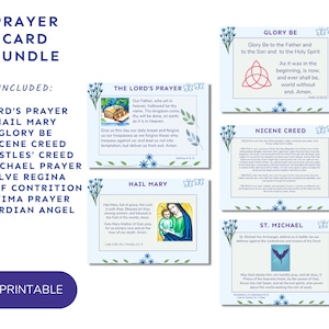 Printable Prayer Cards | 4 x 6 “ | Catholic Prayers | Lord&#39;s Prayer, Hail Mary, Glory Be, Apostle’s Creed, Salve Regina, Act of Contrition