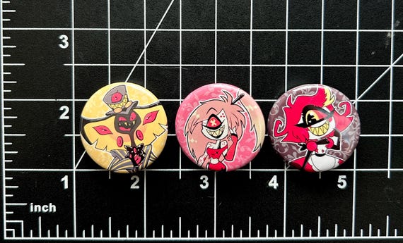 Hazbin Hotel Button Pins (alastor, Angel Dust, Charlie, Cherri