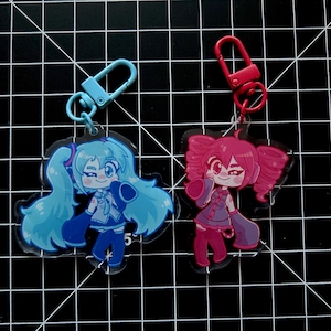 Hatsune Miku and Kasane Teto Double-Sided Charm Keychain