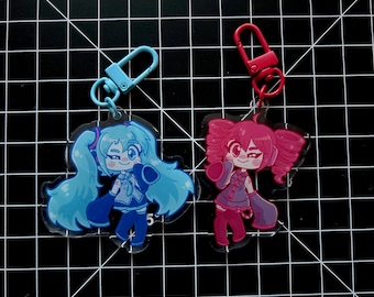 Hatsune Miku and Kasane Teto Double-Sided Charm Keychain