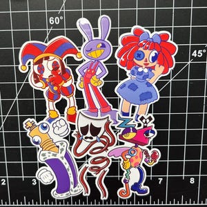 Os incríveis adesivos de circo digital (Pomni, Jax, Ragatha, Kinger, Zooble e Gangle)