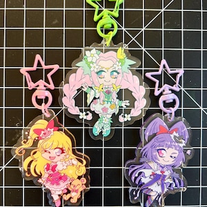 Mahou Tsukai Pretty Cure Witchy Precure Double Sided Charm Keychains (Cure Magical, Cure Miracle, Cure Felice)
