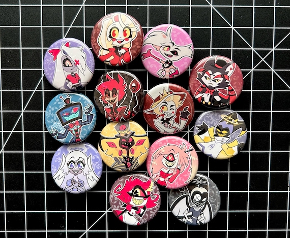 Hazbin Hotel Button Pins (alastor, Angel Dust, Charlie, Cherri
