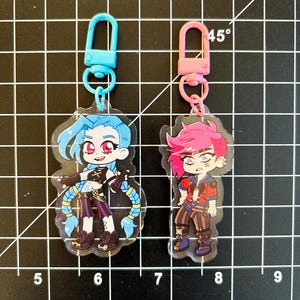 Arcane League of Legends Double Sided Keychain Charms (Jinx and Vi)