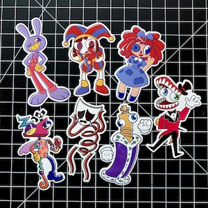 The Amazing Digital Circus Stickers (Pomni, Jax, Ragatha, Kinger, Zooble, Gangle, and Caine)