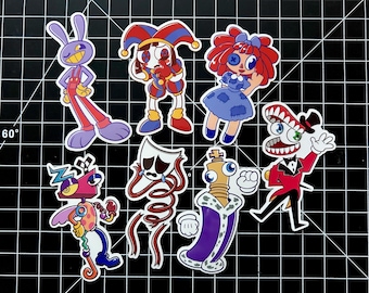 The Amazing Digital Circus Stickers (Pomni, Jax, Ragatha, Kinger, Zooble, Gangle, and Caine)