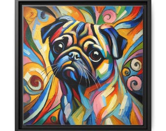 Impresión en lienzo enmarcada de Pug