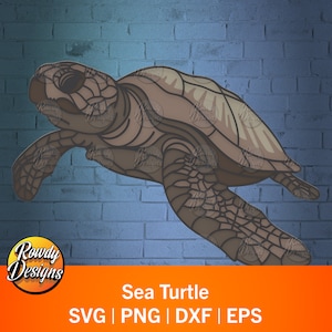 SVG multicouche tortue de mer, fichier papier découpé, décor océan, calque 3D, découpe de papier, fichier de machine de découpe, cadeau fait main