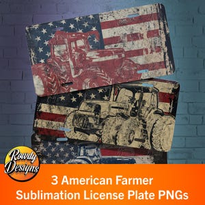 American Farmer Sublimation License Plate • Car Accessory • Three High-Quality PNG Images • Front License Plate