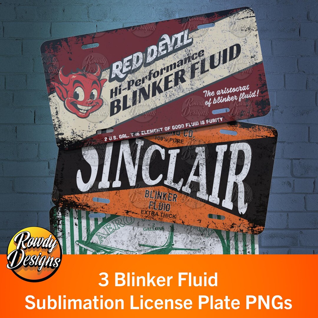 Vintage Blinker Fluid License Plate Designs: Funny Car Tag Pngs ...