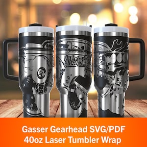 Gasser Gearhead Laser Tumbler Wrap • 40 Unzen Tumbler Wrap SVG / PDF • Digitaler Download