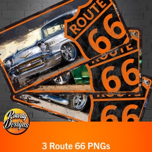 Route 66 License Plate Sign: Sublimation Design (PNG Set)