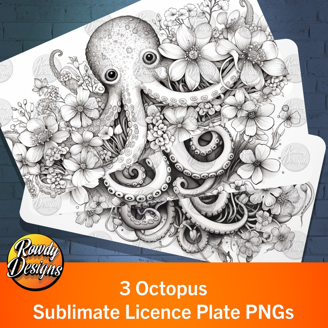Octopus PNG License Plate Wrap Sublimate License Plate Etsy