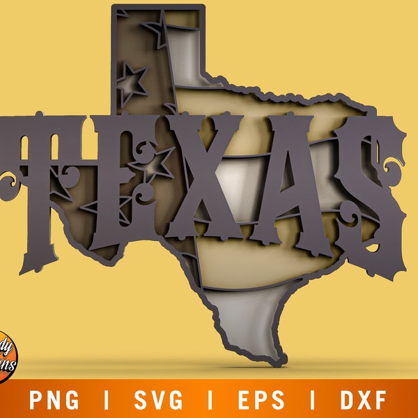 Texas state multilayer SVG, mandala cut file, 3D layer, pray, Paper cutting, SVG, cutting machine files file, 3D mandala plywood