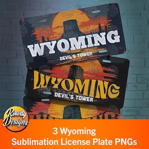 Wyoming Sublimation License Plate • License Plate gift • Three High-Quality PNG Images • Front License Plate • Digital Download