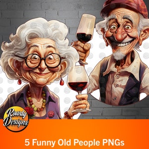 Funny Old People Clipart, Elderly clipart, digital people, old aged clipart, people clipart, set of 5
