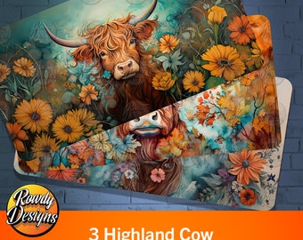 Highland Cow Sublimation License Plate, License Plate Wrap, Cute Car Tag, Gift for woman, Cow License Plate PNG,