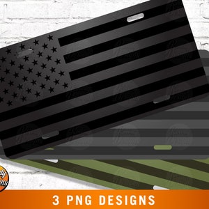 American Flag Sublimation License Plate Designs • Patriotic car tag • Three High-Quality PNG Images • Front License Plate • Digital Download