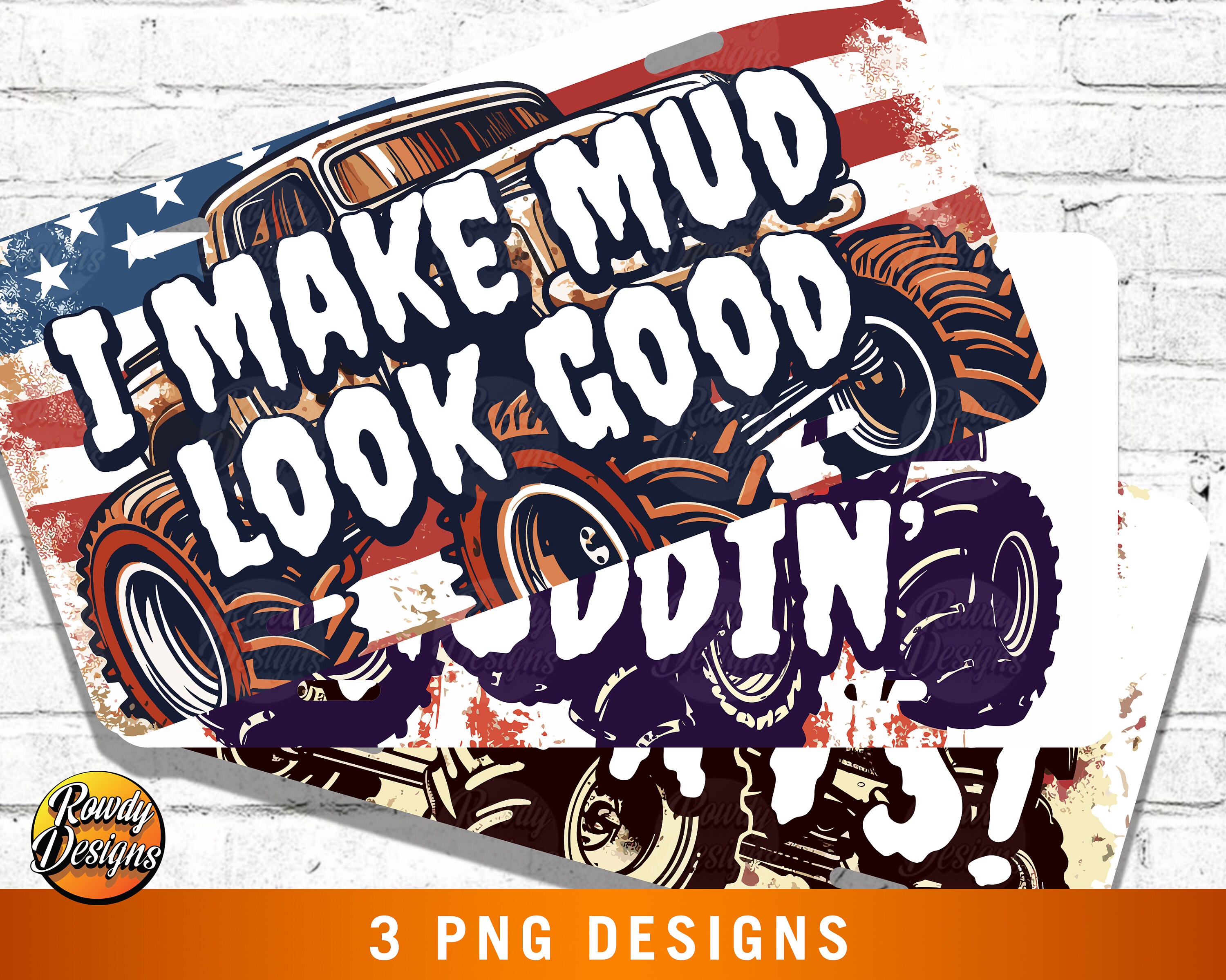 Muddin' License Plate Design: Off-Road PNG Prints (Set of 3) (Digital Download)