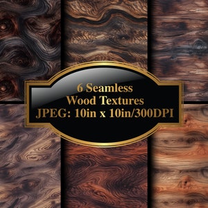 Texturas sin costuras de grano de madera, papel digital de madera, papel digital de madera, madera rústica, fondo de madera, papel de Scrapbook, juego de seis
