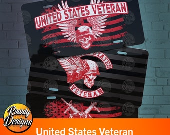 US Veteran Sublimation License Plate: USA Flag PNG (Digital Download)