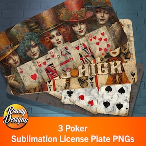 Plaque d'immatriculation par sublimation de poker, habillage de plaque d'immatriculation, étiquette de voiture mignonne, fichiers Clip Art et image, poker PNG