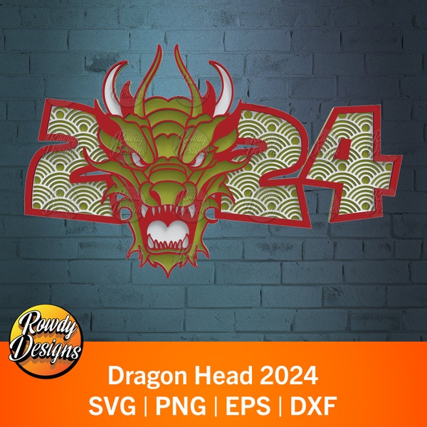 Dragon Head 2024 Multilayer SVG, Multilayer Cut Files, Paper Cut, Mandala SVG, Graphic Elements