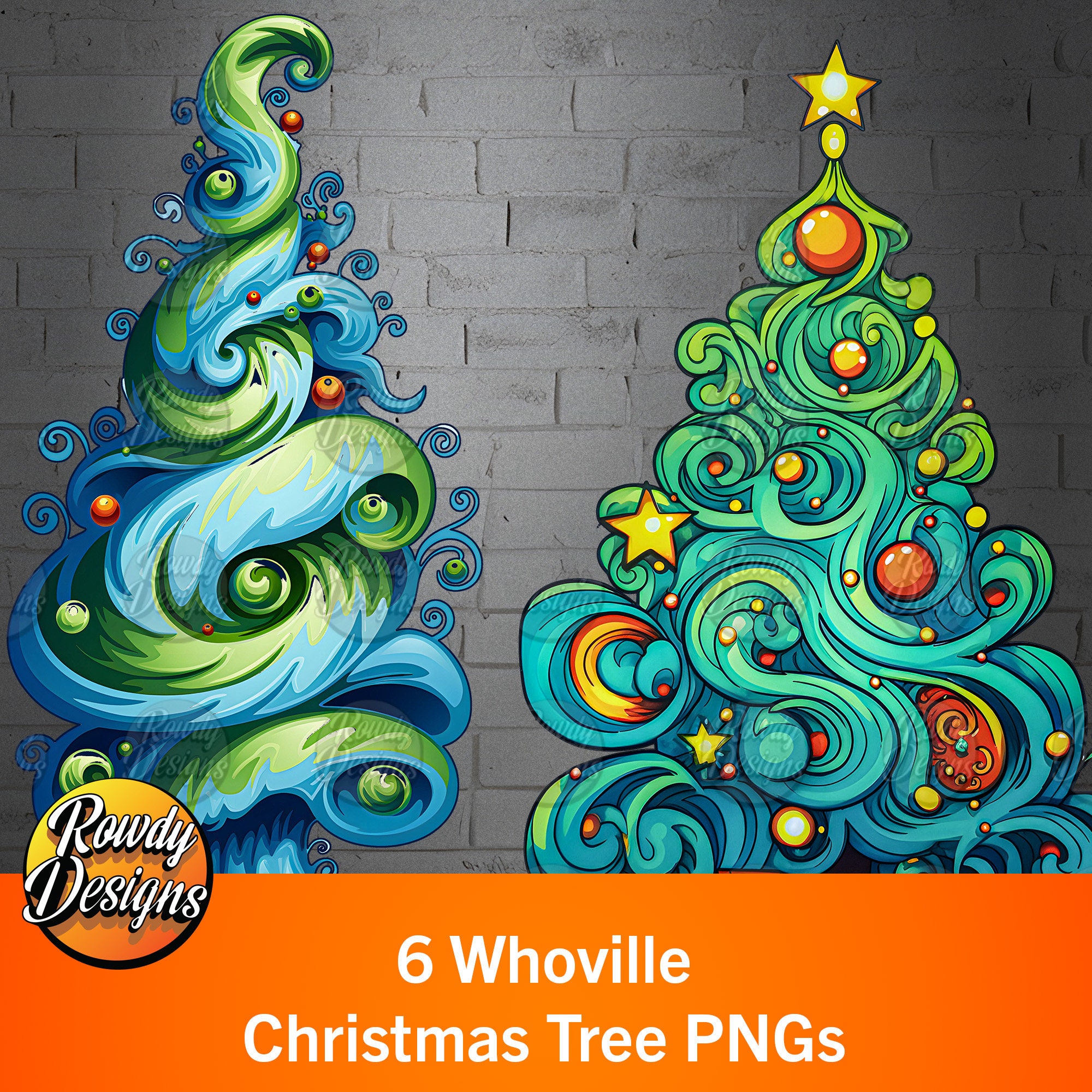 Whoville Christmas Tree Clipart, Merry Grinchmas, Transparent Clipart PNG Bundle, Graphic