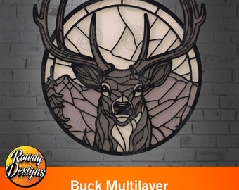 Buck Multilayer, deer SVG, Multilayer SVG, 3D layer, Paper Cut, home decor, Mandala SVG