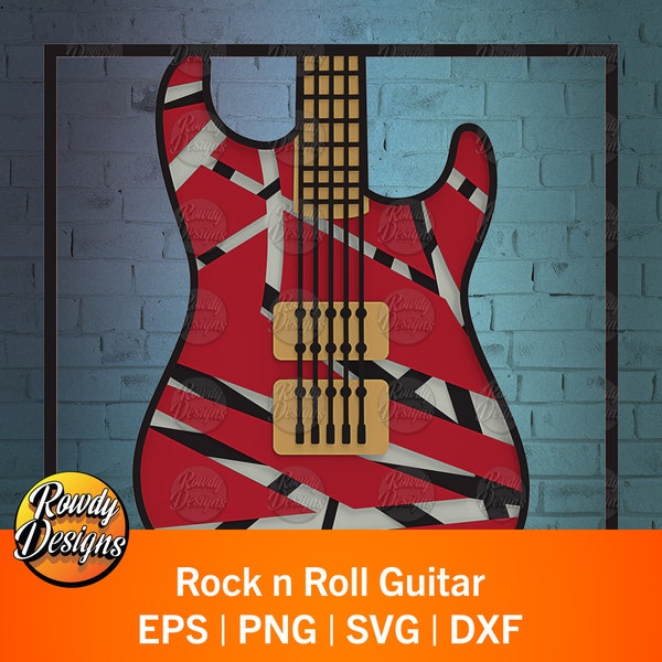 Rock n Roll Guitar Multilayer SVG, Paper cut file, Music decor, 3D layer, Paper cutting, cutting machine file, handmade gift